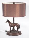 Cast Bronze Horse Figural Table Lamp
