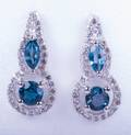 Blue Topaz  Sterling Silver Pierced Drop Earrings