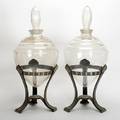 728 Pair of Apothecary Display Jars On Metal Stands