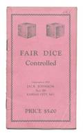 Johnson Jack JH Fair Dice Controlled Kansas
