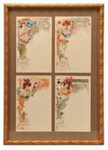 Four Art Nouveaux Lithographed French Menu Sheets with