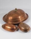 Three3 Copper Arts and Crafts Lidded Platters