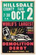 799 Demolition Derby 1960s Window card 14 x 22