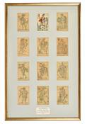 Twelve Original Hand Drawn Playing Cards Spain 1885