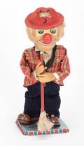 852 Dozo the Sweeping Clown Toy Japan Rosko 1950s