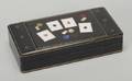Italian Leather Playing Card Box with Pietra Dura