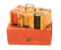 Bakelite Poker Chip Rack and Chips in Leatherette Case