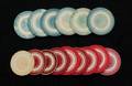 15 Ivory Poker Chips Circa 1890 Concentric circles