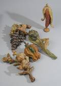 Five Early Italian Carved Wood Decorative Fruits