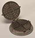 Cast Iron Waffle Iron with suit symbols Ca 1900 Exc