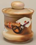 Nippon Hand Painted Porcelain Humidor with Playing