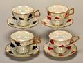 Four Coffee Cups  Saucers with Playing Cards Maker