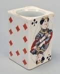 Porcelain French Mustard Pot with Playing Cards Ca