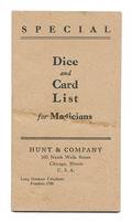 Hunt  Company Gambling Catalogue Dice and Card List