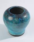 Studio Pottery Raku Blue Glaze Vase