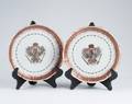 Pr of Handpainted Armorial Serving Dishes