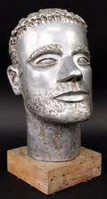 Silvered Modernist Head Of A Man Signed