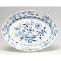 Meissen blue onion platter with scalloped rim marked on base of tree and on back 11 34 x 15 78 dia