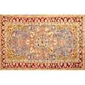 Turkish carpet in purple rose and red with central medallion 19th c 75 x 50