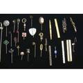 19th  early 20th c pins thirty pieces includes bar pins and stick pins in gf gold or silver
