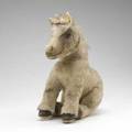 Steiff donkey with mottled fur glass eyes and bound leather feet original pin with yellow label in left ear 15 tall