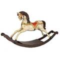 Rocking horse with carved wood body attached to turned and shaped base 32 x 56 x 12 12