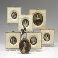 Portrait miniatures framed in ivory depicting french and german royalty and courtiers together with a framed portrait of napoleon largest 5 12 x 4 34