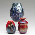 Charles lotton three art glass vases 1973 and 1977 signed largest 6 x 4