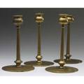 Jarvie style two pairs of brass candlesticks bent bobeche to one unmarked 8 each