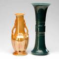 Cowan  rookwood two lamp bases covered in lustered glazes both marked