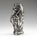 Lapierre silvercovered porcelain vase with figure of a fairy amongst irises tight interior lines 8 12