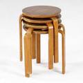 Alvar alto set of four bentwood stacking stools marked made in sweden 18 x 14 34