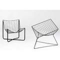 Modern pair of black metal wire chairs one square and one diamondshaped each approx 30 x 33 x 30