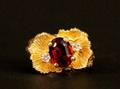14k Gold Garnet  Diamond Ring