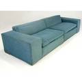 Paul frankl twopiece sofa upholstered in blue tweed overall measure 26 x 115 x 41