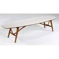Drexel walnut surfboard coffee table with patterned white laminate top stenciled mark 16 14 x 72 x 20