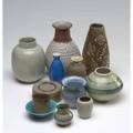 Studio pottery twelve assorted pieces including vases bowls and lidded vessel some marked tallest 8 34