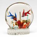 Art glass aquarium glass block with two fish in blue orange and green 7 14 x 6 14 x 2 12