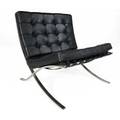 Mies van der rohe  knoll barcelona chair with black leather upholstery on polished steel frame knoll associates label 29 14 x 29 12 x 29 34