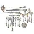 Reed  barton francis i sterling 6 dinner forks 7 14 19 saladdessert forks 6 14 13 hors douvers forks 5 12 18 teaspoons 6 12 round soup spoons 6 6 demitasse spoons