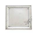 Japanesque silver tray by whiting mfg co square with etched daisy and scroll border circling dragonfly field rendered in perspective the nearest insect an applied dragonfly laps over edge 119