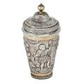Earl of southesk 18th century russian silver cup parcelgilt beaker and cover depicting falconry hunt motif and floral repousse ivan shagin and fyedor petrov moscow 1750 inscribed on base charle