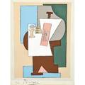 Pablo picasso spanish 18811973 still life with musical instrument from the dix pochoirs portfolio ca 1920 pochoir framed signed and numbered 38100 11 14 x 8 58 sight publisher