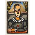 Georges rouault french 18711958 pierrot noir from cirque de ietoile filante 1935 aquatint in colors framed initialed and dated in the plate 12 x 8 18 plate 12 34 x 8 34 sigh