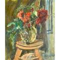 Sigmund menkes polishamerican 18961986 two works of art untitled still life with red flowers oil on canvas framed signed 25 34 x 21 38 still life with bittersweet and mandolin