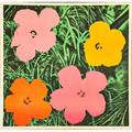 Andy warhol american 19281987 flowers 1964 offset lithograph in colors laid down to board signed and dated 1965 in ink from an edition of approximately 300 23 x 23 sheet printer