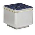 Brueton side table usa 1980s stainless steel brass blue marble unmarked 17 12 x 19 sq