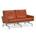 Poul kjaerholm 1929  1980 fritz hansen pk 312 sofa denmark 1980s mattechromed steel leather stamped frame manufacturer label 30 x 54 x 30