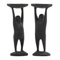 Oisin kelly 1915  1981 pair of cast iron candlesticks waterford ireland stamped made in republic of ireland w 7 x 2 34