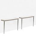 Jacques adnet attr 1901  1984 pair of console tables france 1950s patinated bronze marble unmarked 31 14 x 47 14 x 12